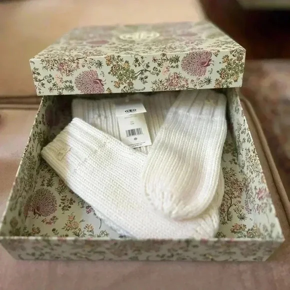 Tory Burch Accessories Ribbed Merino Mittens And Hat Cream/White Size: Os - Picture 3 of 7